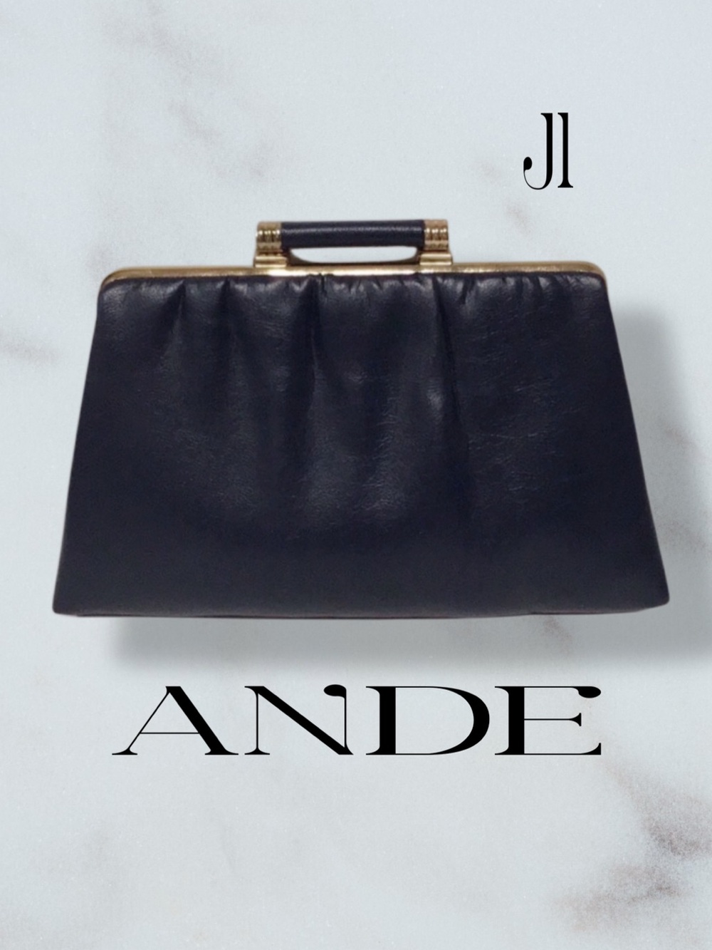 ANDE Blue Faux Leather Frame Purse Vintage